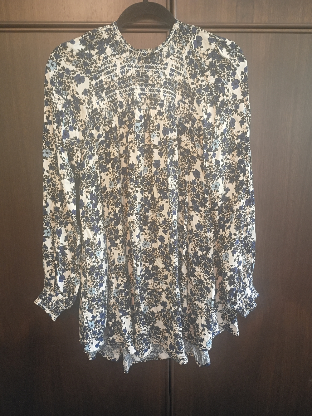 Free People White and Blue Floral Mini Dress